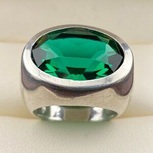 Barse .925 Heavy Rare Sterling Silver Green Helenite St. Helena Sz. 6 - 16.6 gm